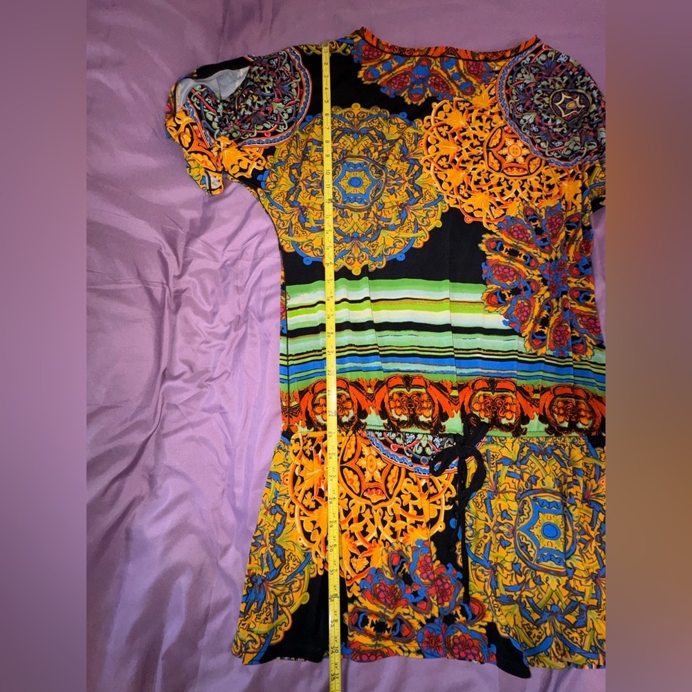 Eva Varro Colorful Boho Print Tie Waist Dress – Size L - Picture 5 of 11